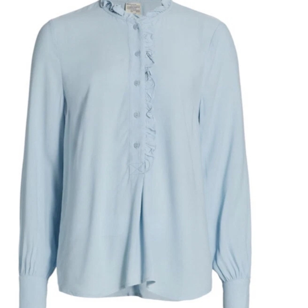 Women's Light Blue Ruffled Top - Picture 9 of 9